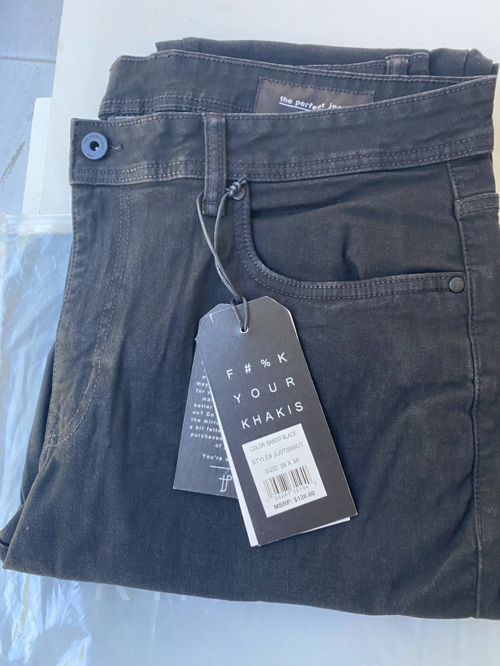 NWT F#%K Your Khakis Men's Black Jeans sz 38 c 34